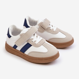 Baskets Velcro Enfant Blanc et Bleu Tromella blanche 1