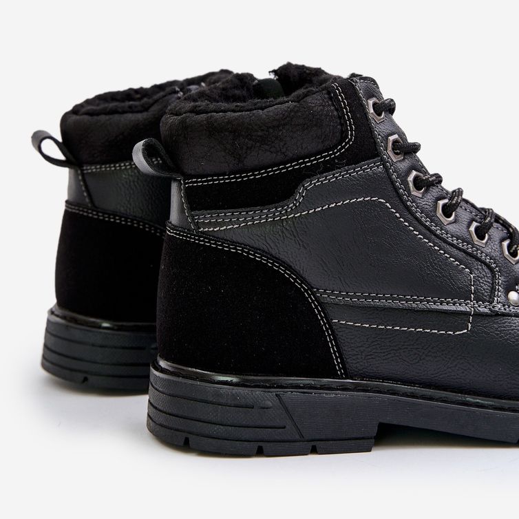 Trappeurs isolés pour hommes en cuir écologique, noir Venredia 2