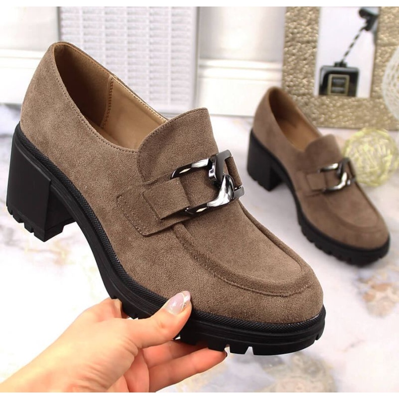 Talons hauts en daim avec chaîne Vinceza W JAN177B brun 1