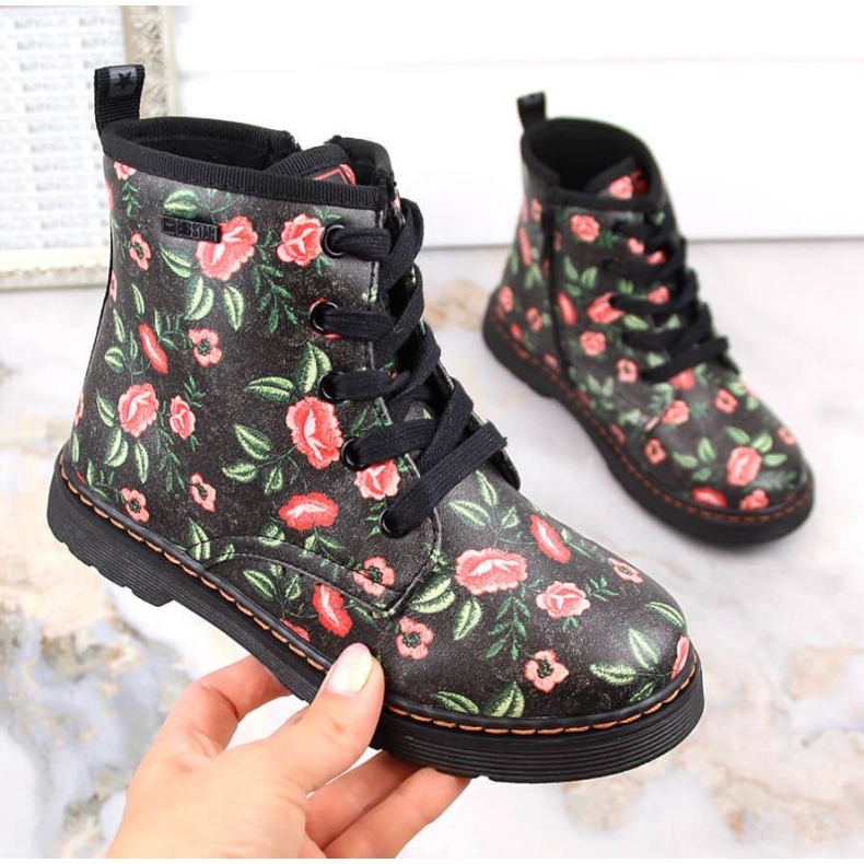 Bottes chaudes Big Star Jr INT1884 fleurs noir 1