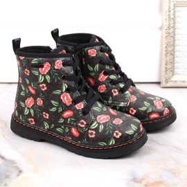 Bottes chaudes Big Star Jr INT1884 fleurs le noir 2