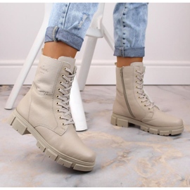 Bottes en cuir isolées confortables Rieker W RKR613, beige 3