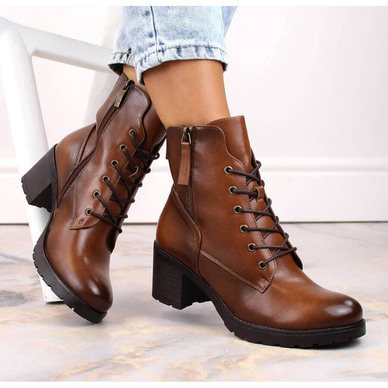 Bottines à talons hauts et plateforme Potocki W WOL177B camel brun 2