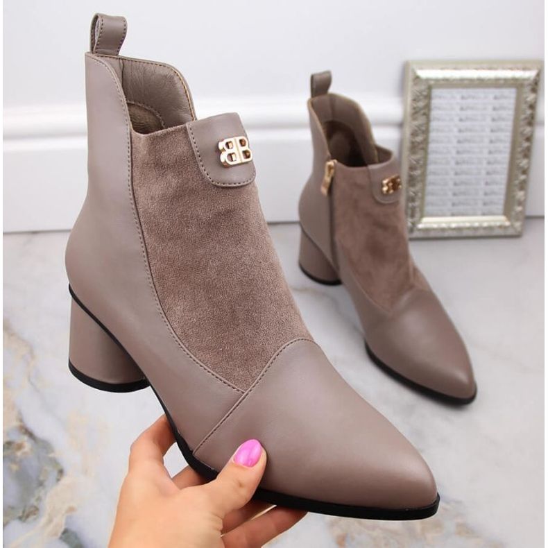 D&amp;A S.Barski Premium Collection bottines à talons hauts W OLI232B, beige 2