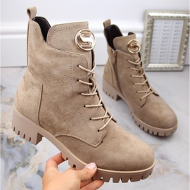 Bottines isolées en daim à talon haut et plateforme M.Daszyński W SAN22, beige 1
