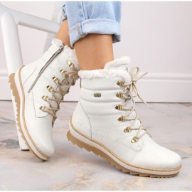 Rieker Bottes imperméables en cuir isolées avec de la laine Remonte W RKR629 blanc blanche 1