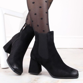 Bottines en daim sur talon décoratif Potocki W WOL193A, noir le noir 2