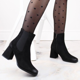 Bottines en daim sur talon décoratif Potocki W WOL193A, noir le noir 3