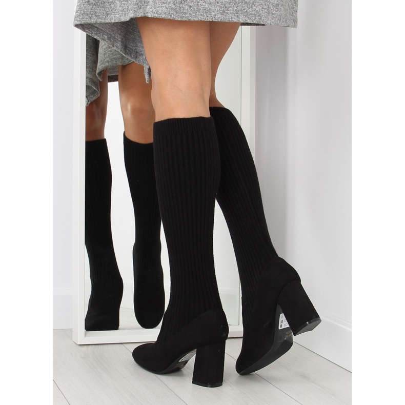Bottines chaussettes noires à tige noire 2