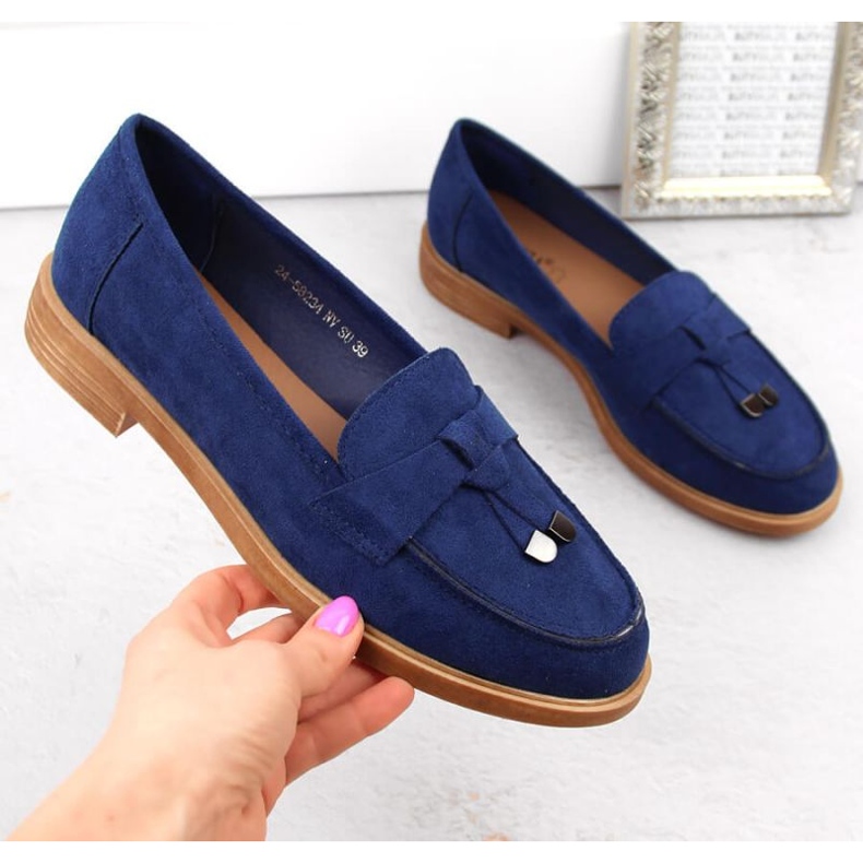 Vinceza W JAN281 chaussures à talons bas en daim bleu 1