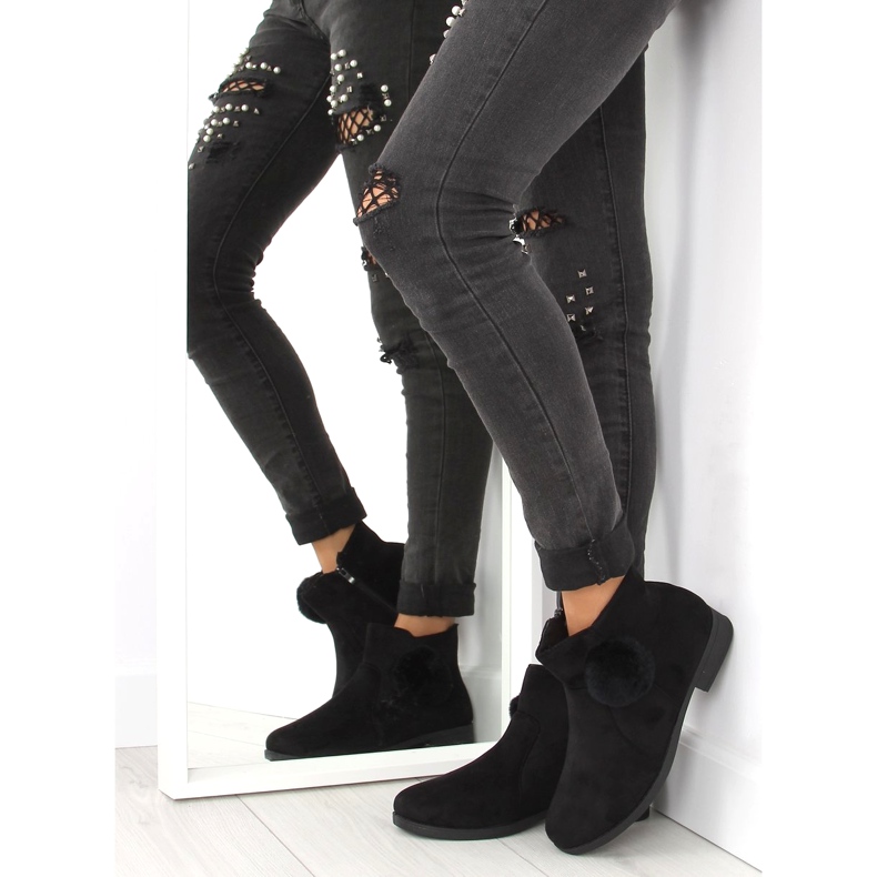 Bottes femme noires à pompon X-15 noir 2
