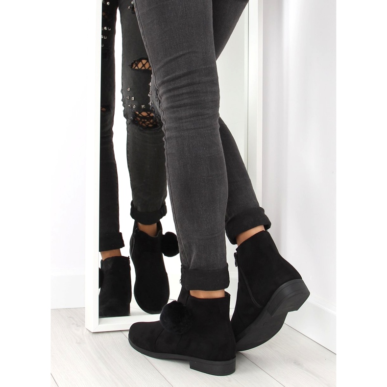 Bottes femme noires à pompon X-15 noir 1