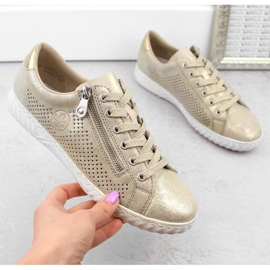 Chaussures en cuir confortables Rieker W RKR694, beige 1
