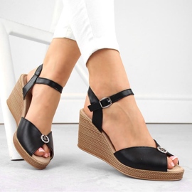 Sandales compensées en cuir avec décoration Filippo W PAW526B noir le noir 1
