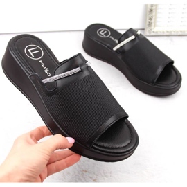 Filippo W PAW538A mules compensées en cuir noir 1