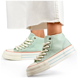 Baskets montantes en textile pour femme, vert clair BL507BL 1