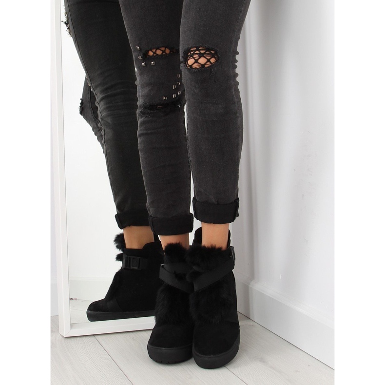 Baskets avec fourrure noire 3123 noir 2
