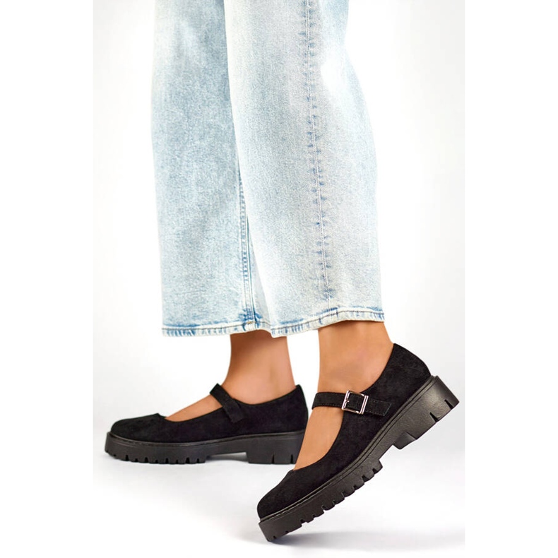 Chaussures en daim pour femmes avec boucle, noires 2720-1B le noir 2