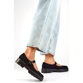 Chaussures en daim pour femmes avec boucle, noires 2720-1B le noir 3
