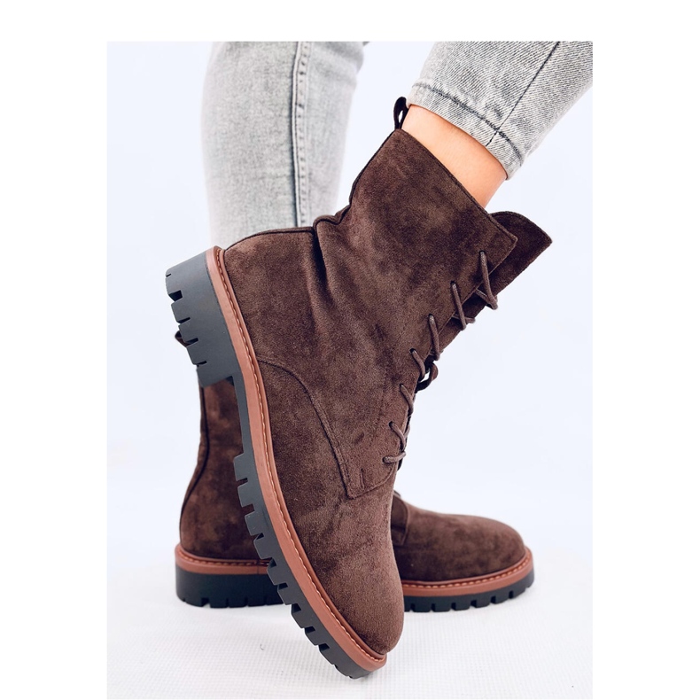 Bottines à lacets en daim marron brun 1