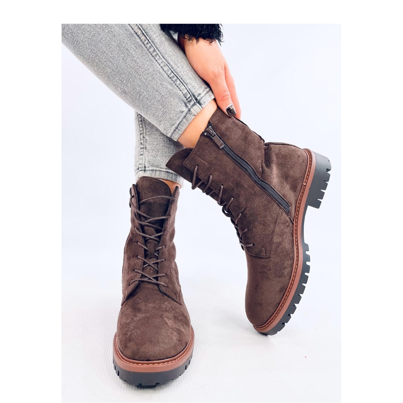 Bottines à lacets en daim marron brun 2