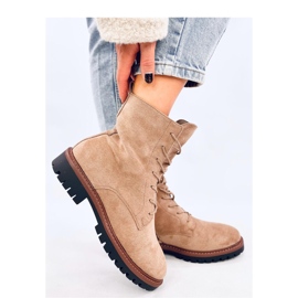Bottines à lacets en daim kaki beige 1