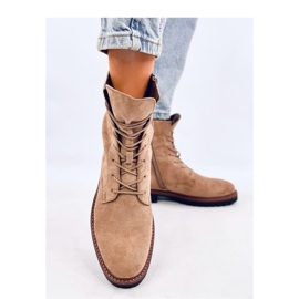 Bottines à lacets en daim kaki beige 2