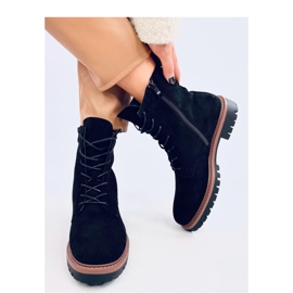 Bottines à lacets en daim le noir 1