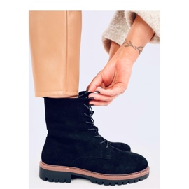 Bottines à lacets en daim le noir 2