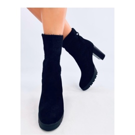 Bottines à talons hauts avec revers élastique le noir 2