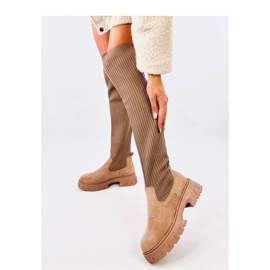 Bottines chaussettes kaki beige 1 Bottines chaussettes kaki beige 1