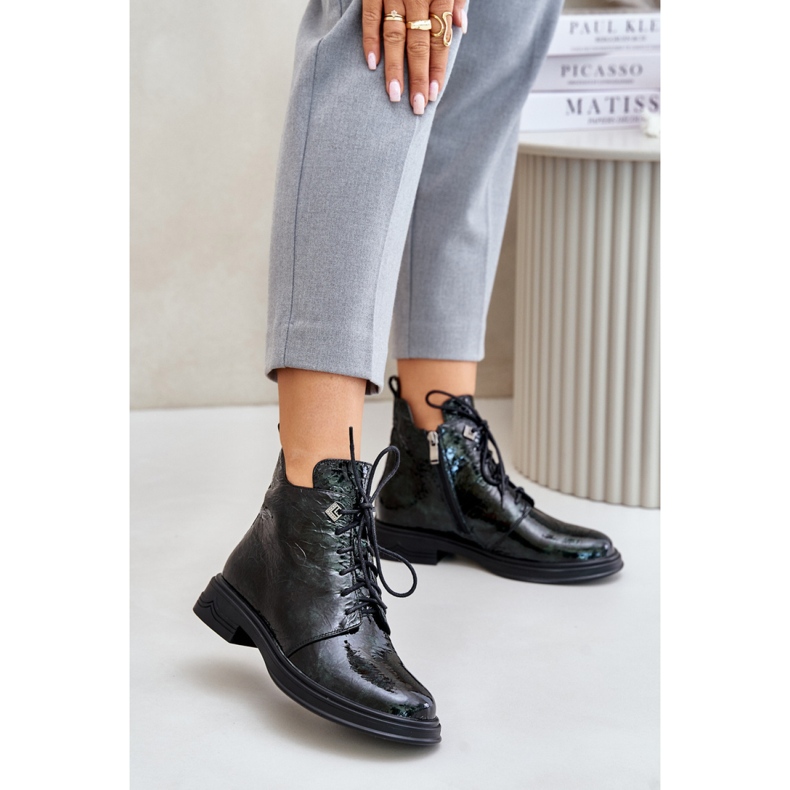 Bottes Modèle Da LZ42-042 Vernis Vert Foncé 1