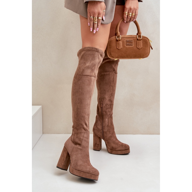 Modèle LQ-79 Bottes beige foncé 1 Modèle LQ-79 Bottes beige foncé 1