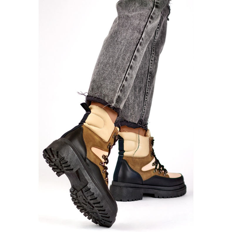 Trappeurs Modèle A-852KH Beige/Noir 1