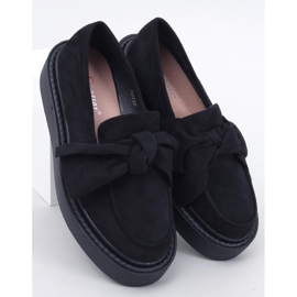 Tempelton Mocassins en daim noir avec nœud le noir 4