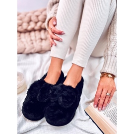 Chaussons en fourrure avec nœud Emres Noir le noir 3