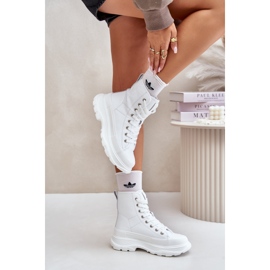 Sneakers féminins isolés en cuir sur la plate-forme massive Big Star OO274A598 White blanc 2