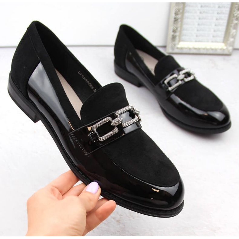 Filippo W PAW544 chaussures noires avec zircon cubique le noir 1