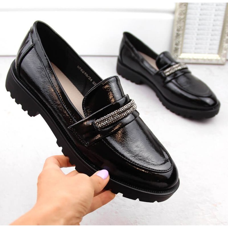 Chaussures laquées avec zircons Filippo W PAW545, noir 1