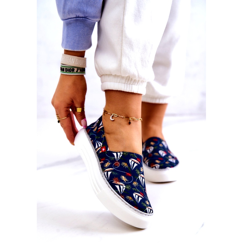 Baskets Femme Slip On Memory Foam Big Star JJ276016 Bleu Marine 1