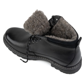 Kampol Bottes d'hiver en cuir pour hommes 128KAM noir le noir 1