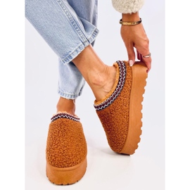 Boots de neige courtes femme en peau lainée camel brun 4
