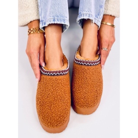Boots de neige courtes femme en peau lainée camel brun 5