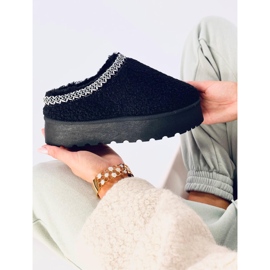 Bottines de neige courtes femme avec peau de mouton et broderie, noir le noir 1
