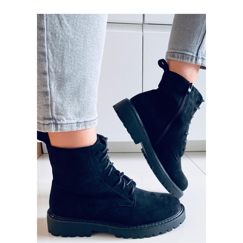 Gaten Bottines à lacets en daim noir - le noir 1