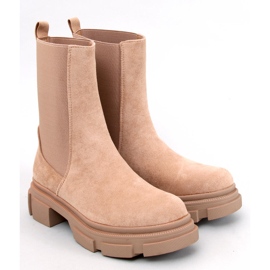 Bottines Chelsea hautes femme beige-kaki 1