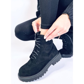 Bottines à lacets femme en daim noir le noir 3