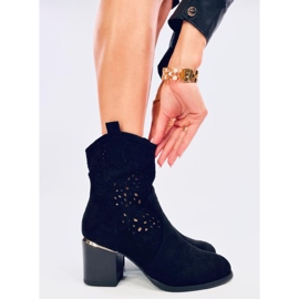 Santiags femme noires en daim ajouré le noir 2