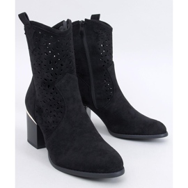 Santiags femme noires en daim ajouré le noir 3