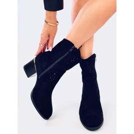 Santiags femme noires en daim ajouré le noir 4